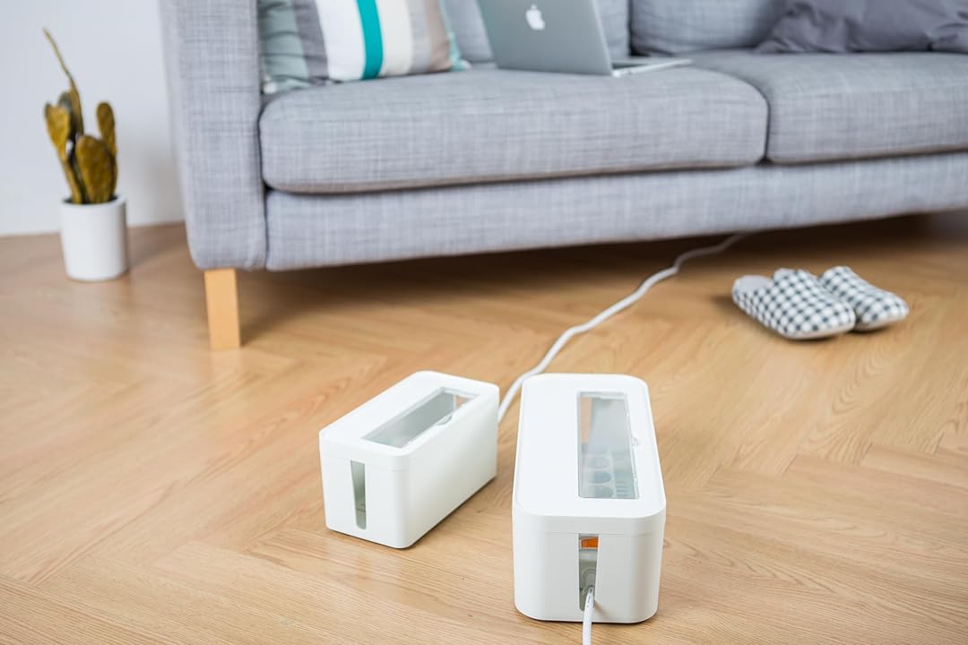 Litem Cable Management Box & Charging Stand Desk Organizer - White