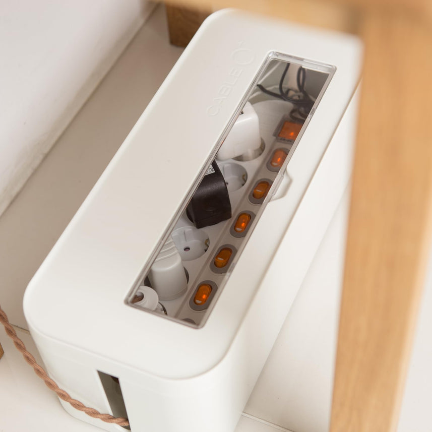 Litem | White | Cable Management Box & Charging Stand | Desk Organizer