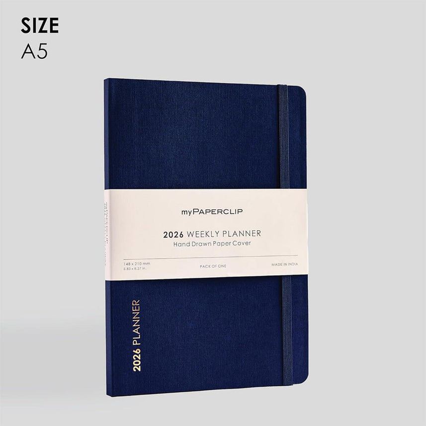 myPAPERCLIP 2026 Weekly Planner | A5 Size | Soft Cover | 192 Pages, 80 GSM | Imperial Blue