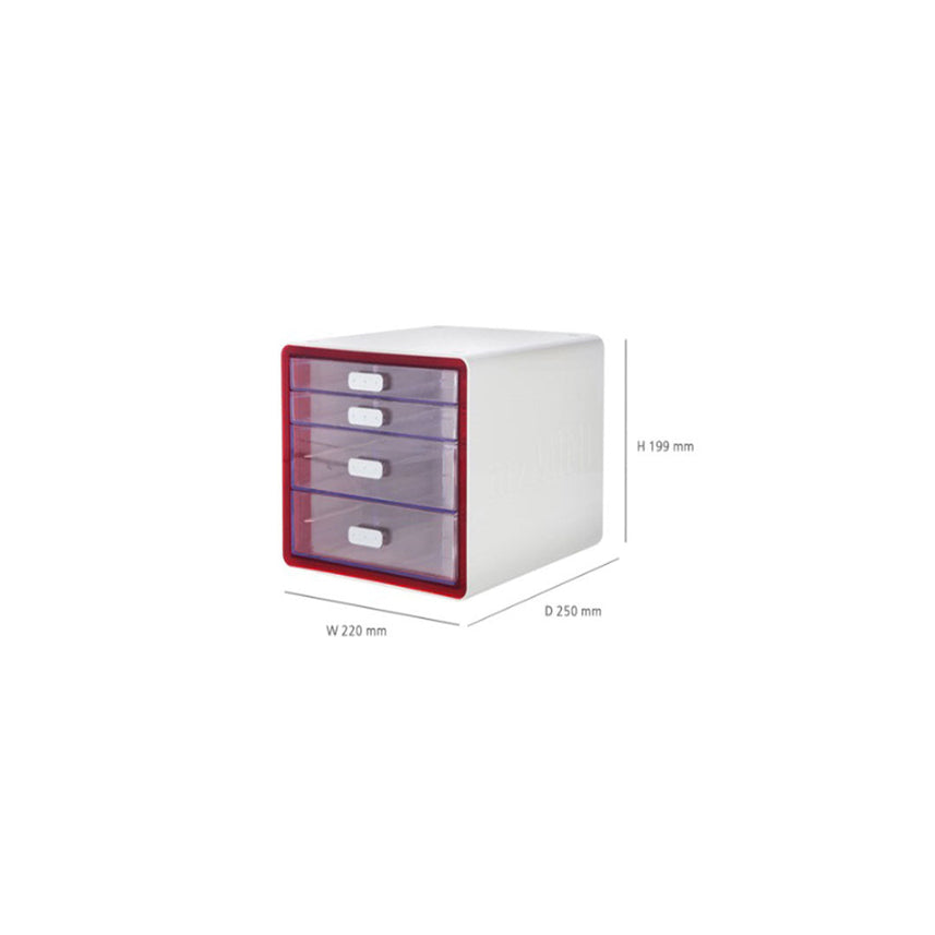 Litem | Multi Utility Storage Cabinet | 4 Drawers | Organiser | Red | My Room | For Office & Home