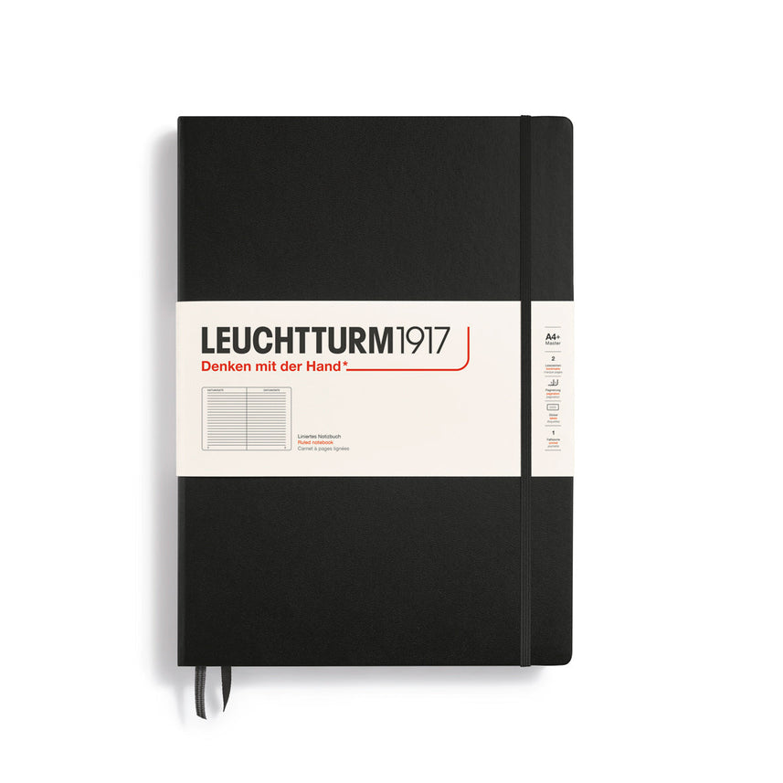 Black notebook with Leuchtturm1917 branding on a white background