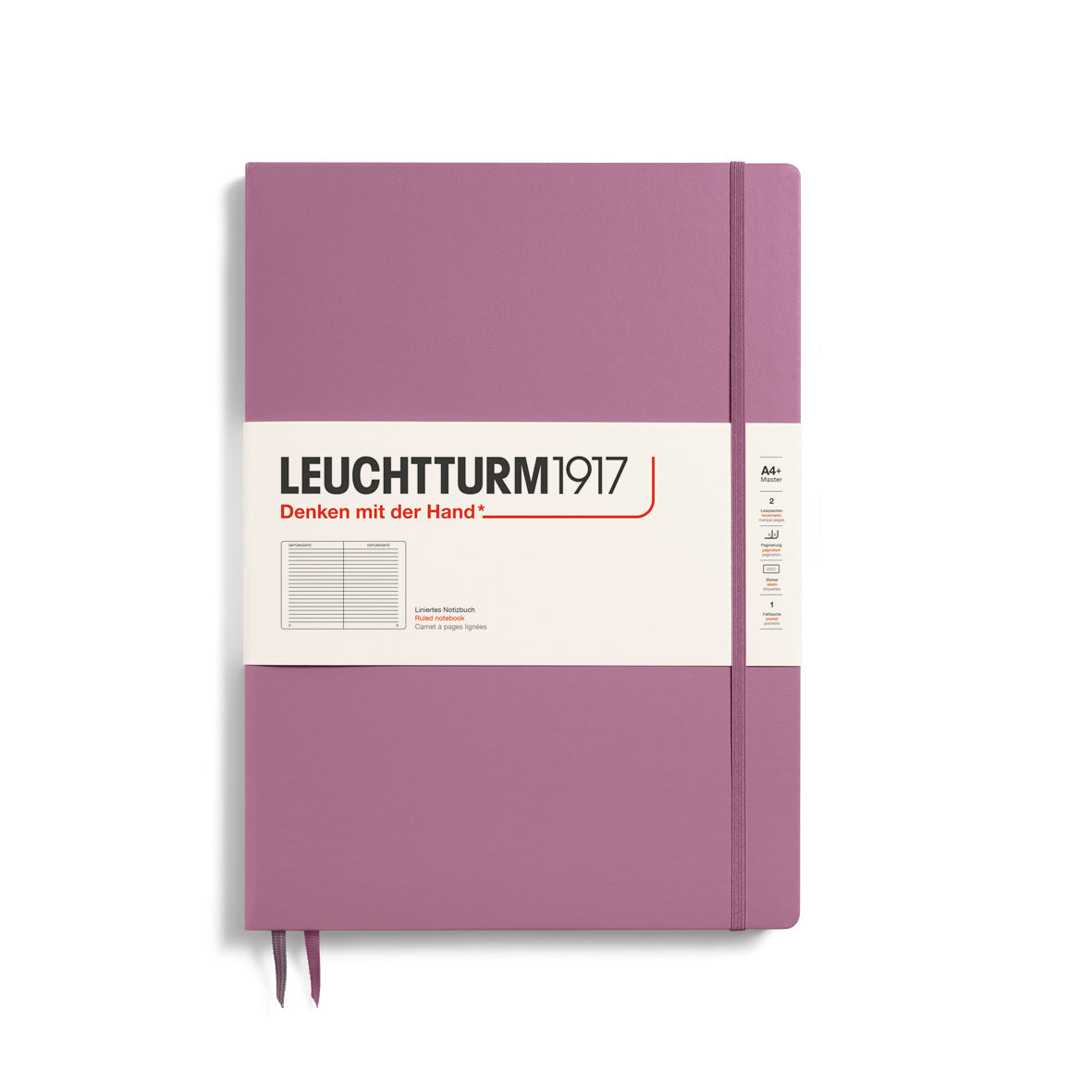 LEUCHTTURM1917 Hardcover Notebook Master Slim (A4+), Ruled, 123 Pages - Dusty Rose