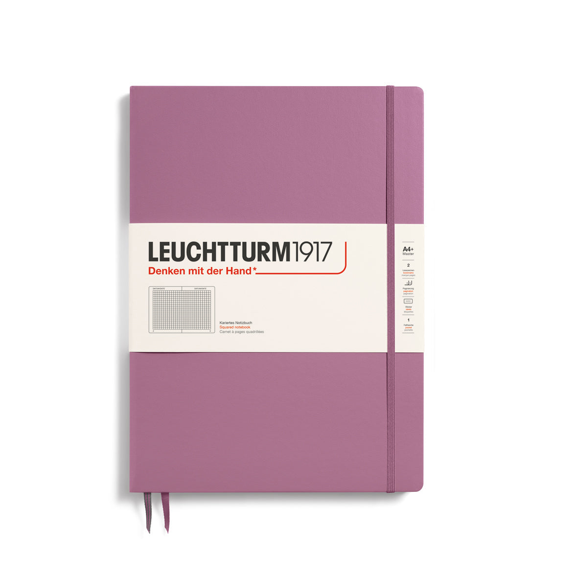 LEUCHTTURM1917 Hardcover Notebook Master Slim (A4+), Squared, 123 Pages - Dusty Rose