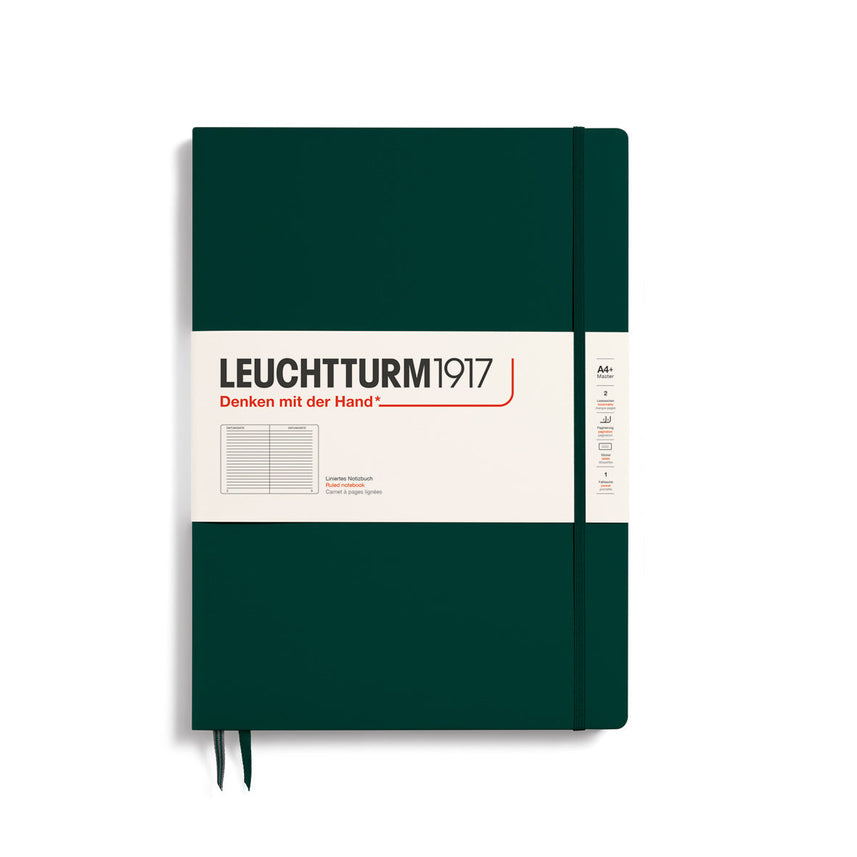LEUCHTTURM1917 Hardcover Notebook Master Slim (A4+), Ruled, 123 Pages - Forest Green