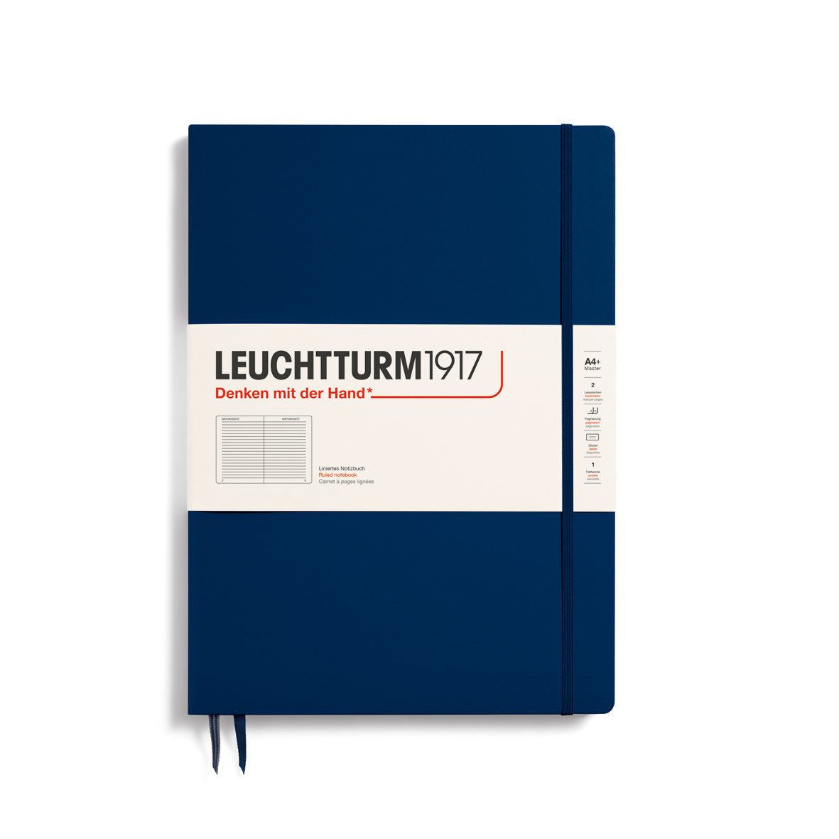 LEUCHTTURM1917 Hardcover Notebook Master Slim (A4+), Ruled, 123 Pages - Navy