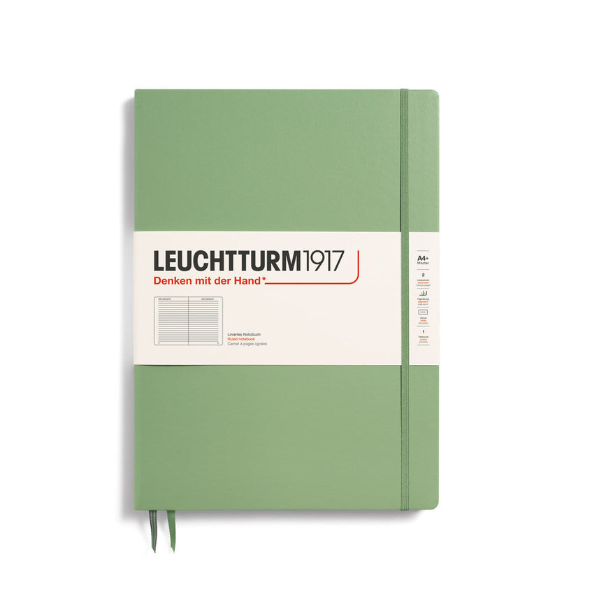 LEUCHTTURM1917 Hardcover Notebook Master Slim (A4+), Ruled, 123 Pages - Sage