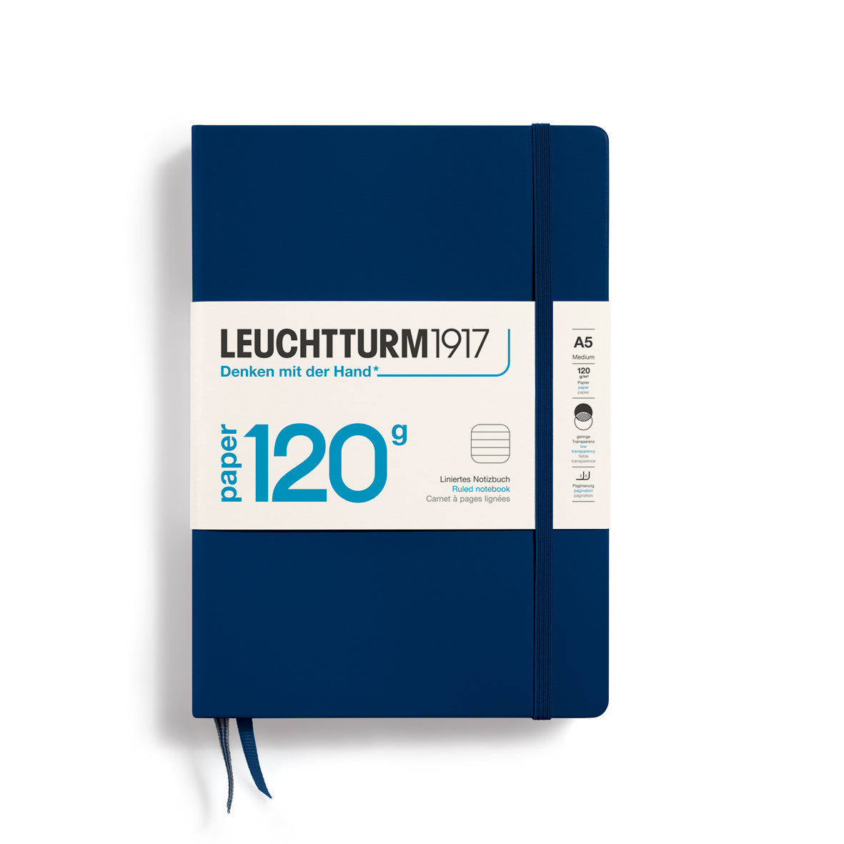 LEUCHTTURM1917 120G Edition Hardcover Notebook Medium (A5), Ruled, 203 Pages - Navy