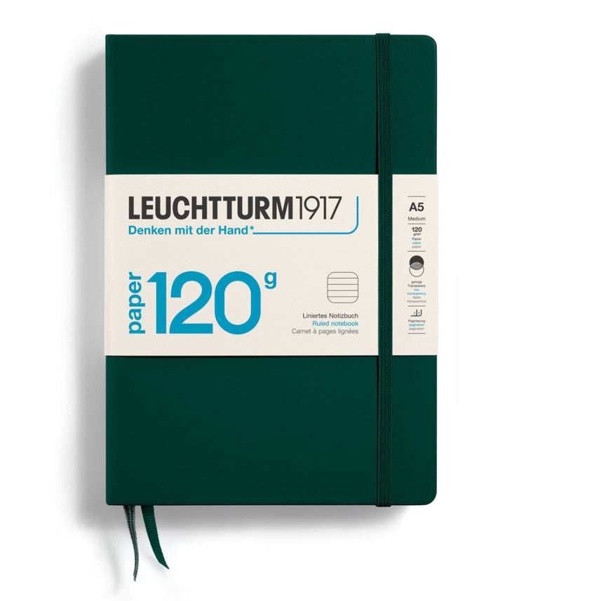 LEUCHTTURM1917 120G Edition Hardcover Notebook Medium (A5), Ruled, 203 Pages - Forest Green