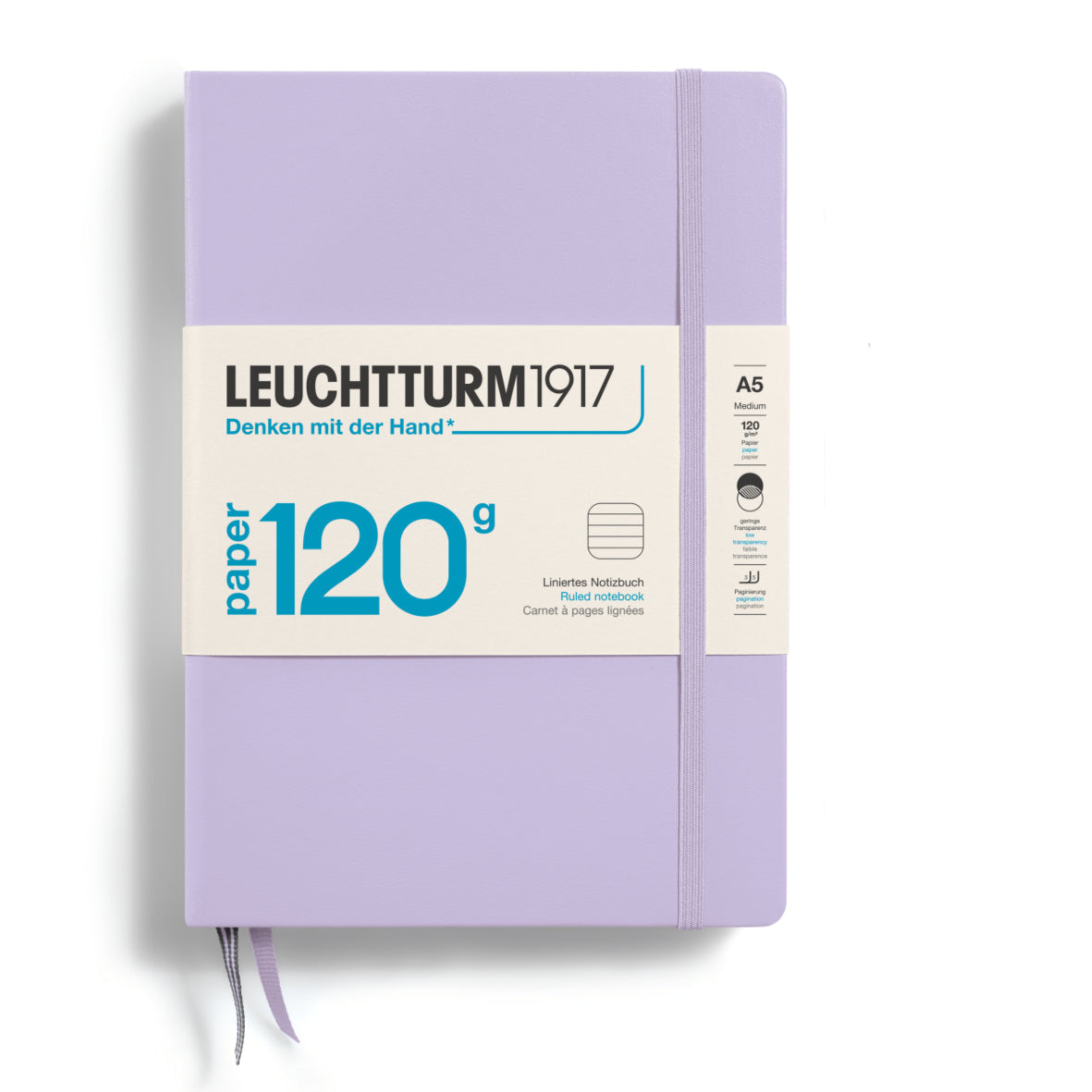 LEUCHTTURM1917 120G Edition Hardcover Notebook Medium (A5), Ruled, 203 Pages - Lilac