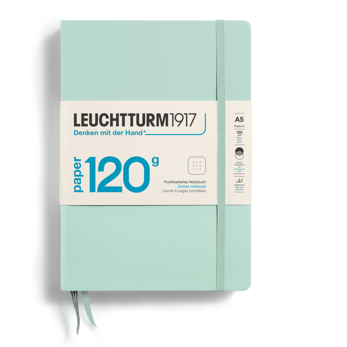 LEUCHTTURM1917 120G Edition Hardcover Notebook Medium (A5), Dotted, 203 Pages - Mint Green