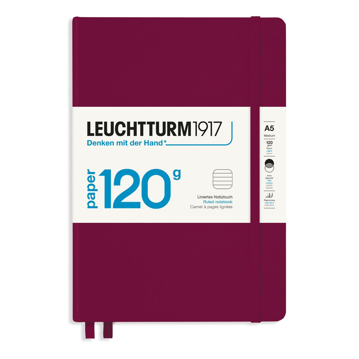 LEUCHTTURM1917 120G Edition Hardcover Notebook Medium (A5), Ruled, 203 Pages - Port Red