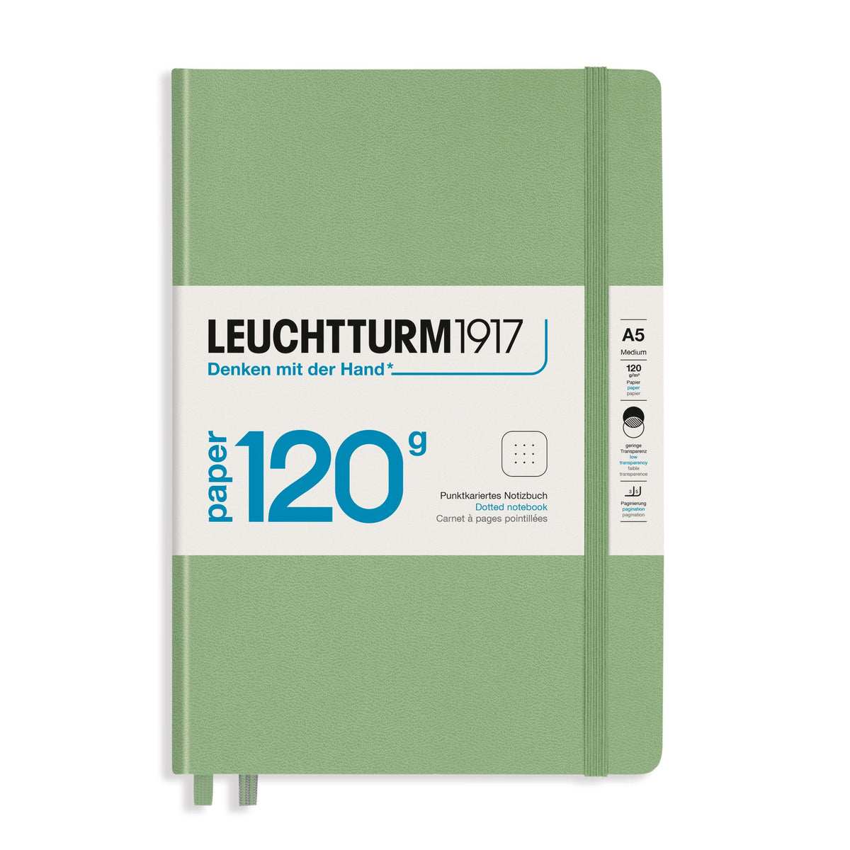 LEUCHTTURM1917 120G Edition Hardcover Notebook Medium (A5), Dotted, 203 Pages - Sage