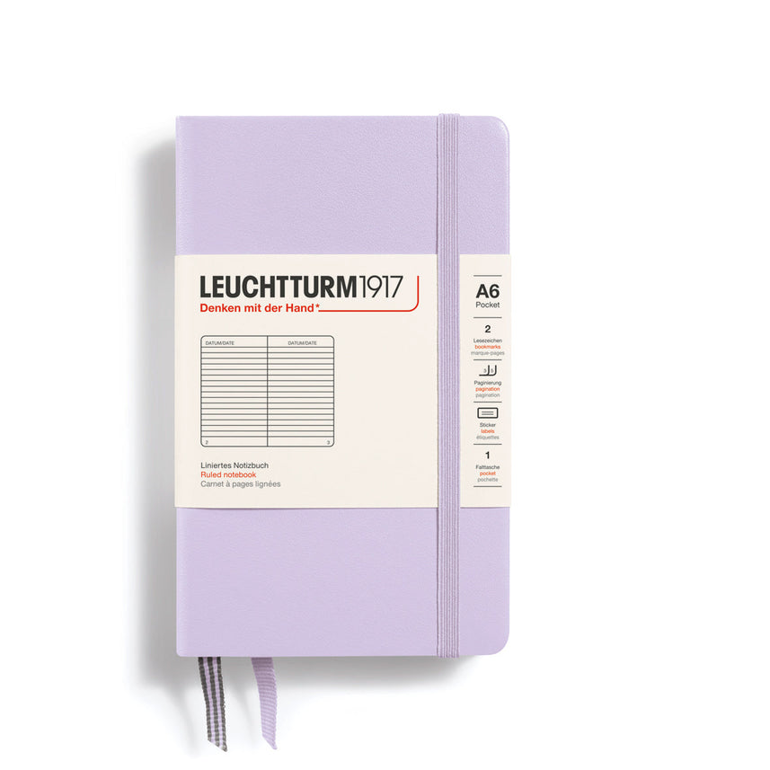LEUCHTTURM1917 Hardcover Notebook Pocket (A6), Ruled, 187 Pages - Lilac