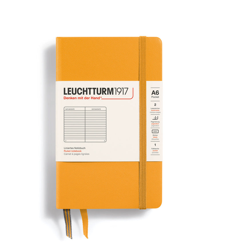 LEUCHTTURM1917 Hardcover Notebook Pocket (A6), Ruled, 187 Pages - Rising Sun