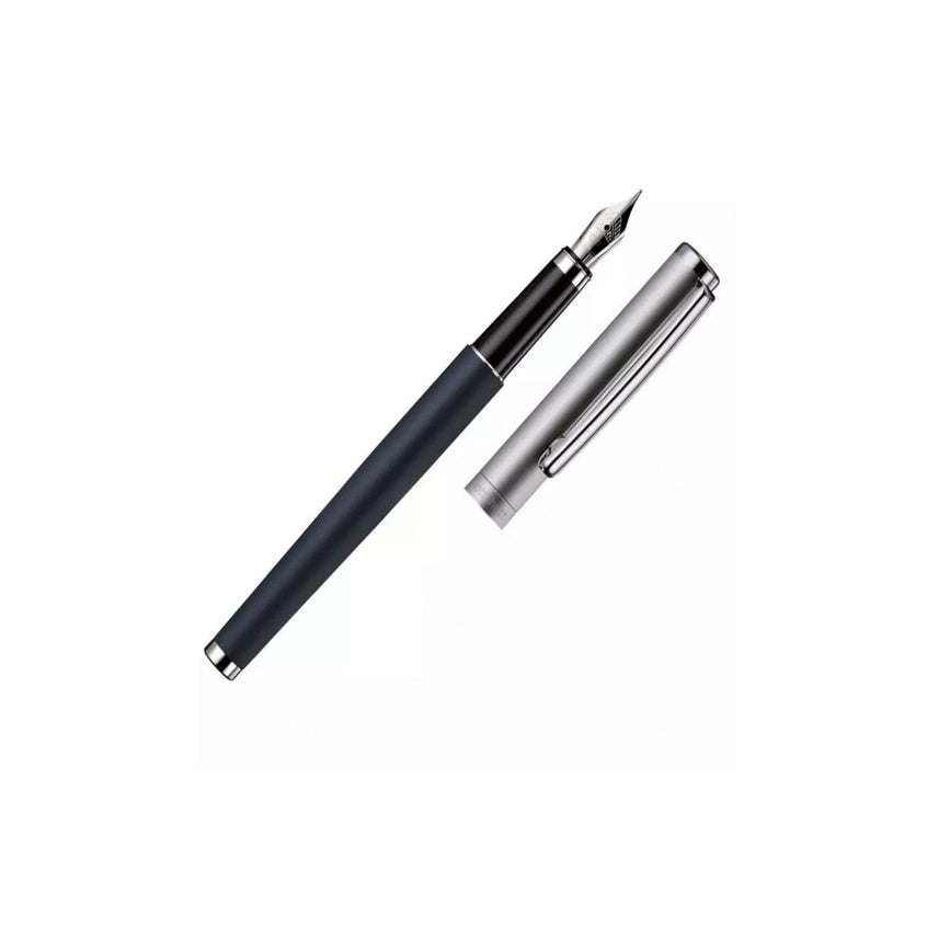 Otto Hutt | Design 01 | Fountain Pen | Medium Nib | Matt Blue | Lacquer Barrel
