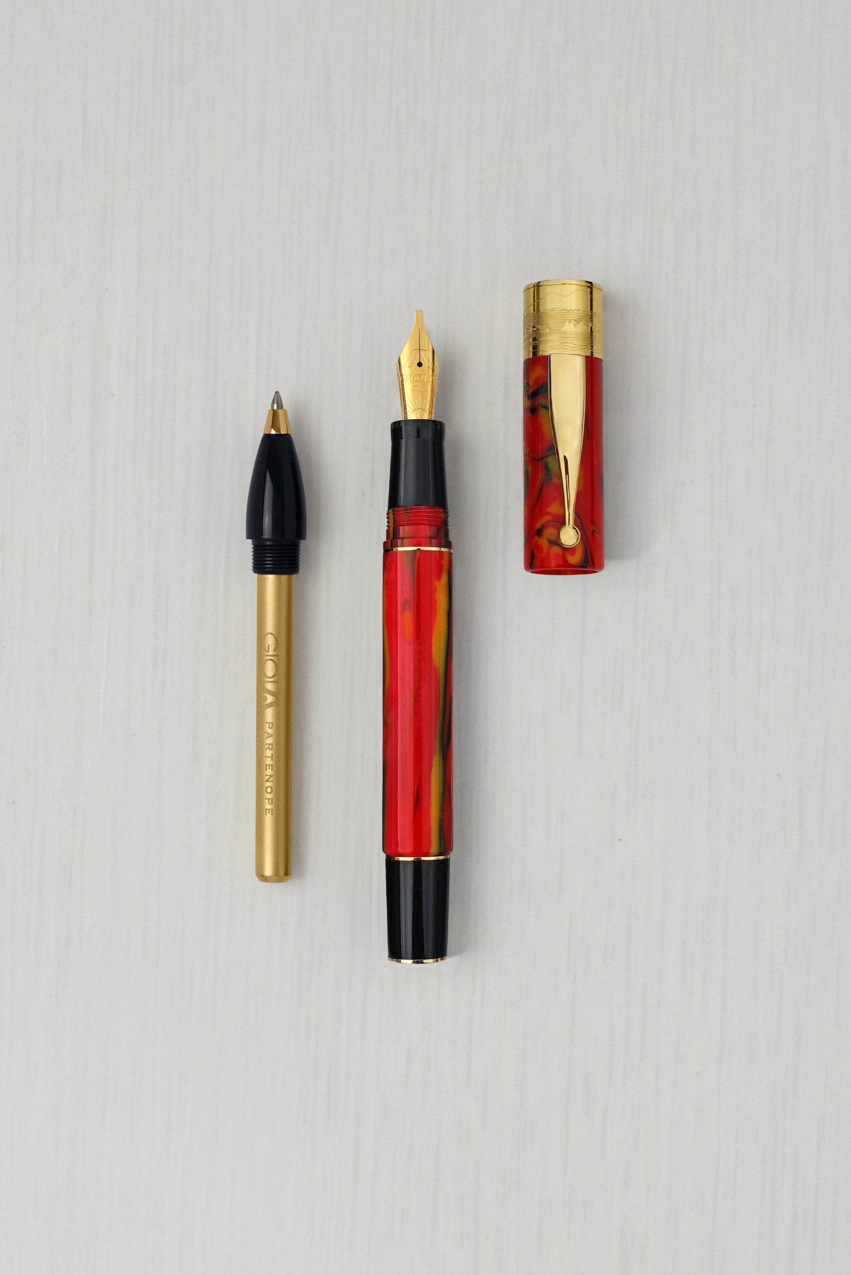 Gioia | Fountain Pen & Rollerball Pen | Partenope | Fiamma Flame | Gold Trims
