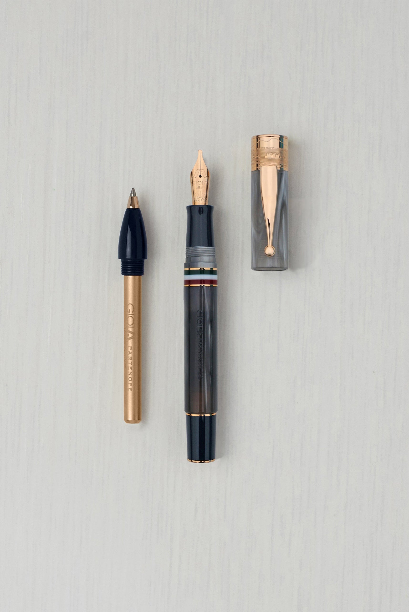 GIOIA Partenope Madreperla Pearl Fountain Pen and Rollerball – Rose Gold Trim