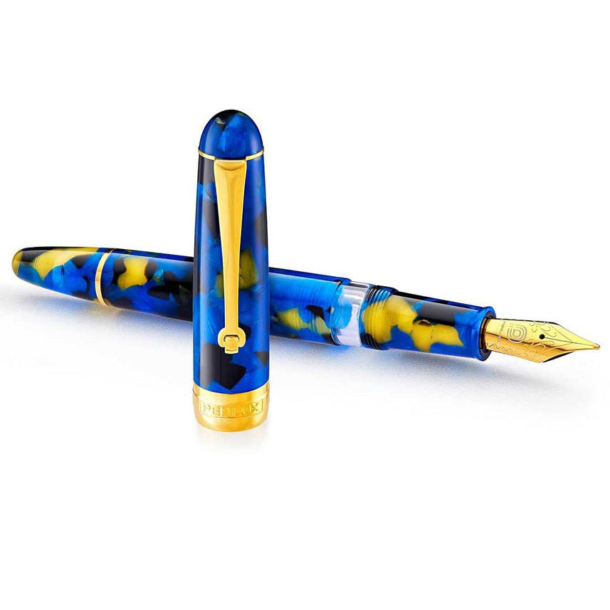 Penlux | Fountain Pen | 14K Gold Plated | Masterpiece Delgado Betta | Blue | Flex Nib