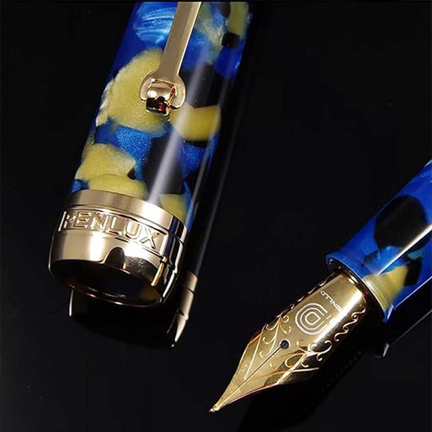 Penlux | Fountain Pen | 14K Gold Plated | Masterpiece Delgado Betta | Blue | Flex Nib