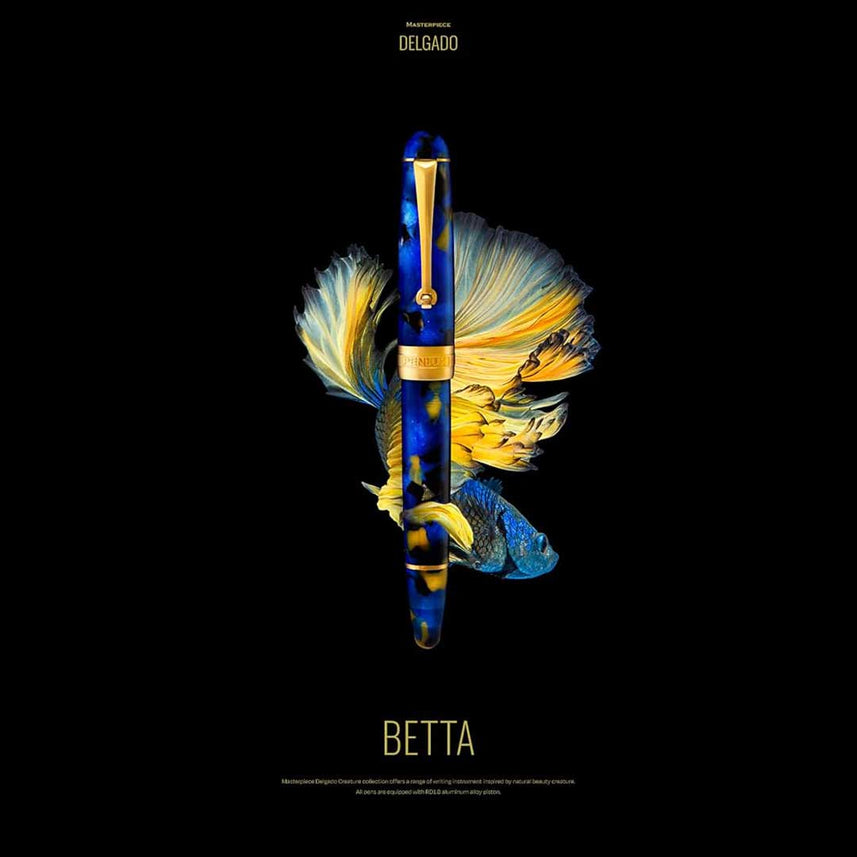 Penlux | Fountain Pen | 14K Gold Plated | Masterpiece Delgado Betta | Blue | Flex Nib