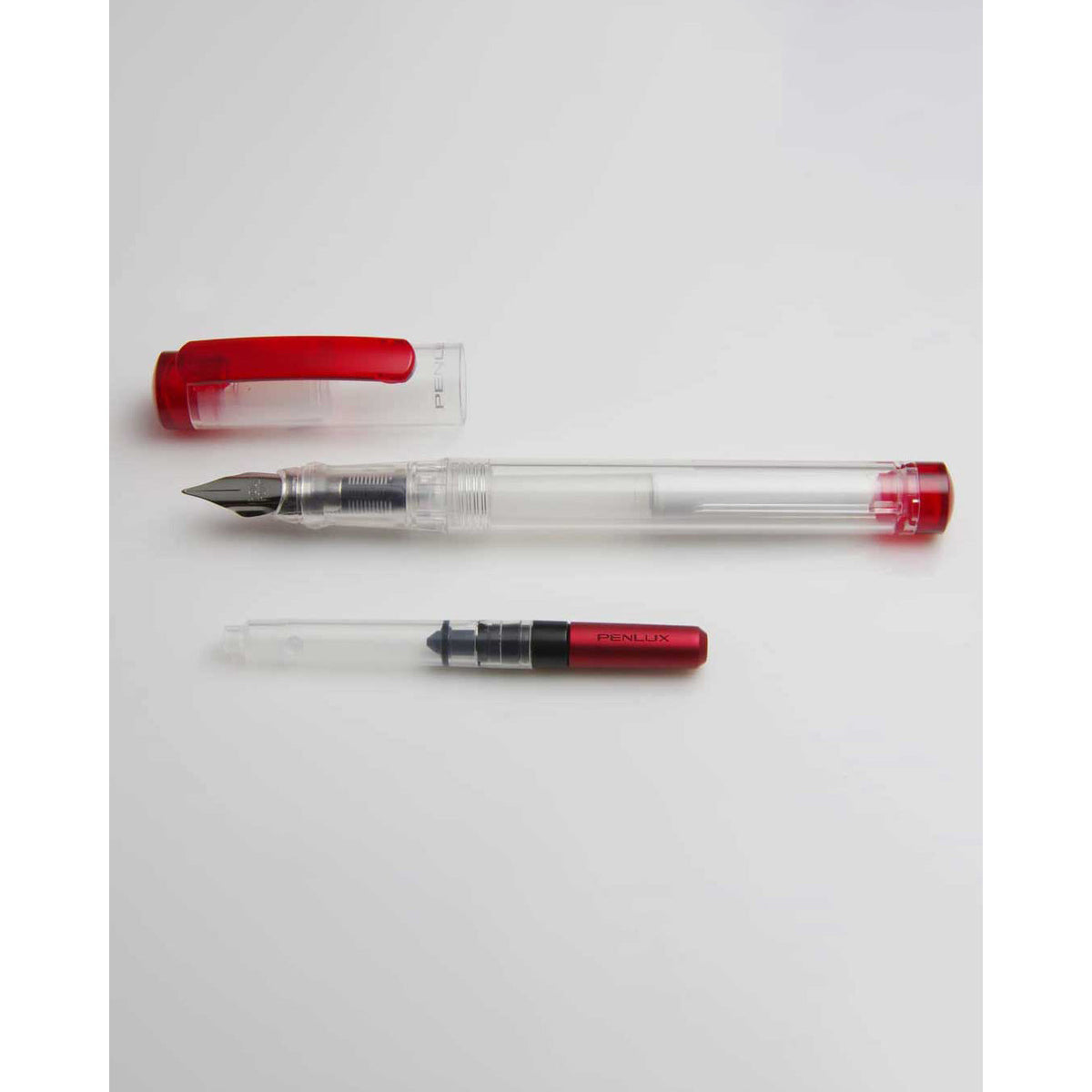 Penlux Junior Clear Red Fountain Pen