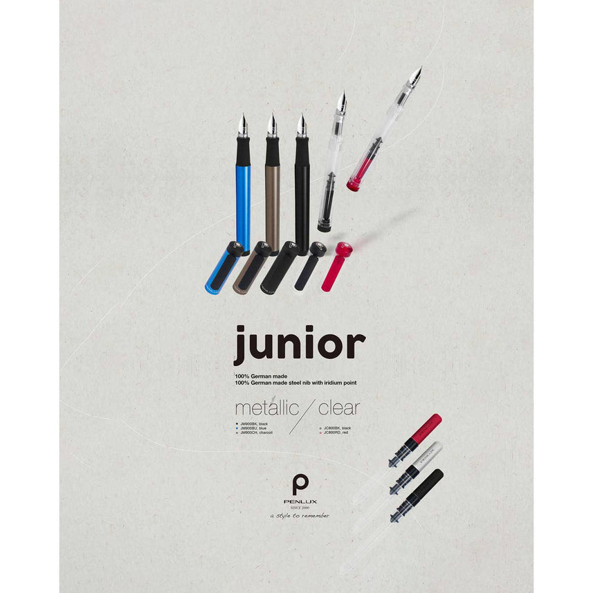 Penlux Junior Metallic Charcoal Fountain Pen