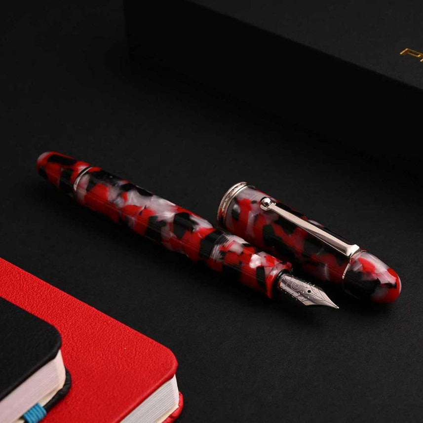 Penlux | Koi | Fountain Pen | King Body (Red,white And Black) | Piston Filling