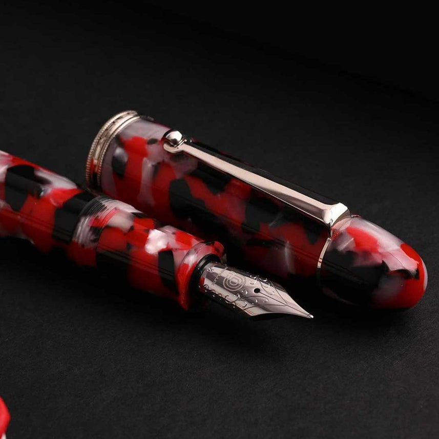 Penlux | Koi | Fountain Pen | King Body (Red,white And Black) | Piston Filling