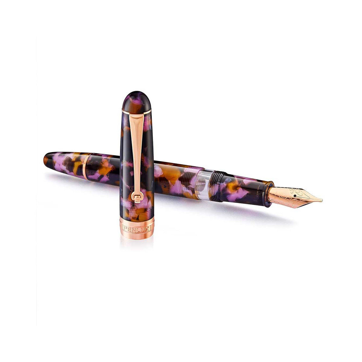 Penlux Masterpiece Delgado Euploea Brown Black Fountain Pen