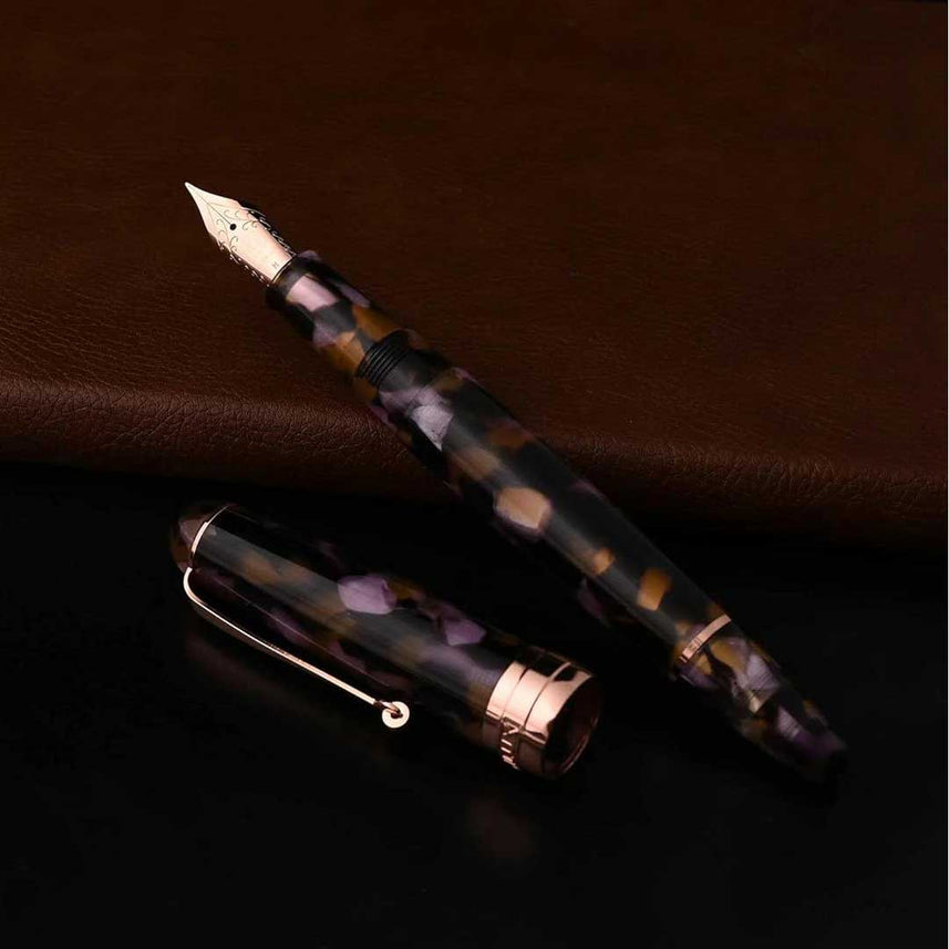 Penlux Masterpiece Delgado Euploea Brown Black Fountain Pen