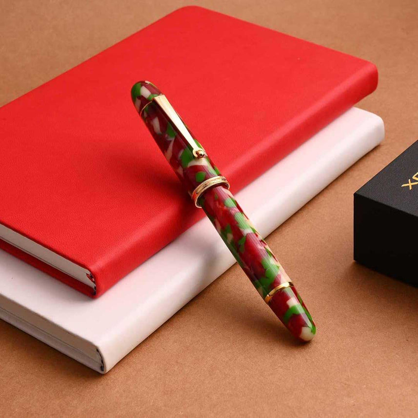 Penlux | Masterpiece Grande | Christmas Edition Fountain Ink Pen | Piston Filling | Oversize Pen with No. 6 Jowo Nibs