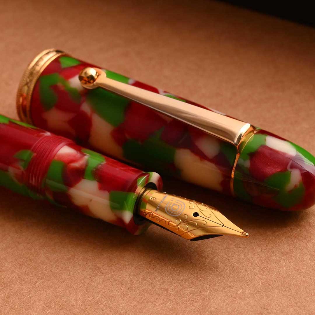 Penlux | Masterpiece Grande | Christmas Edition Fountain Ink Pen | Piston Filling | Oversize Pen with No. 6 Jowo Nibs