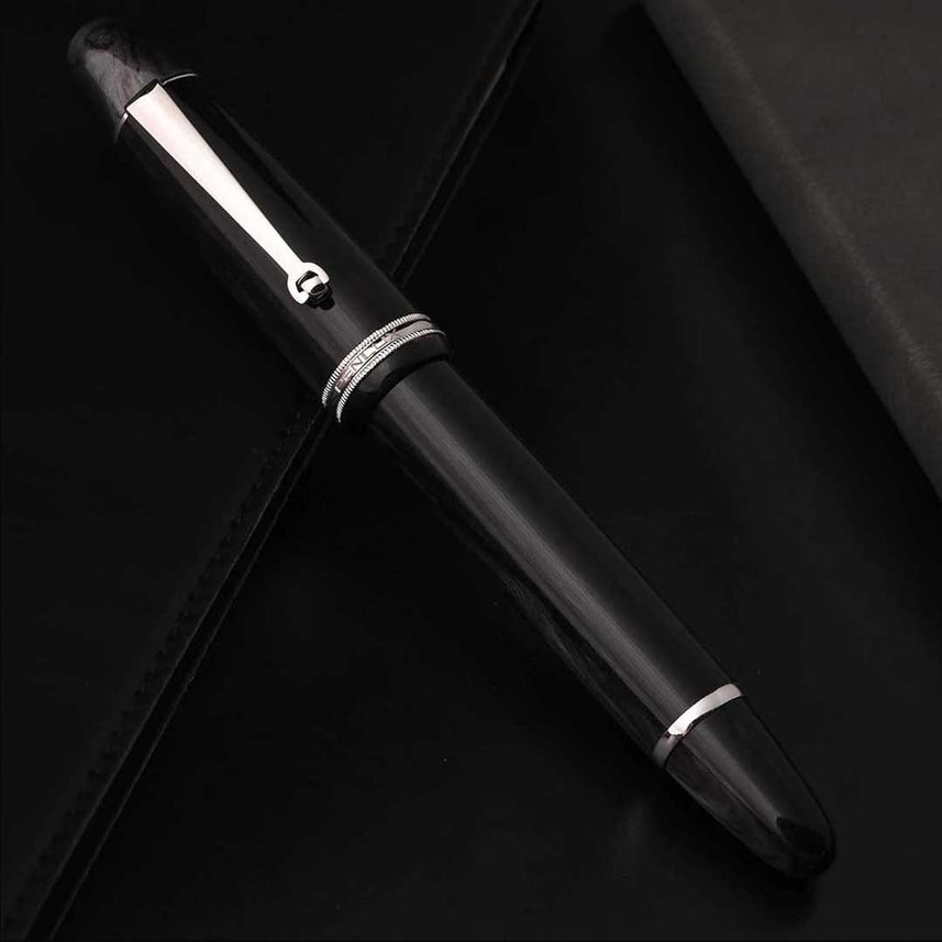 Penlux | Masterpiece Grande | Fountain Ink Pen | Black Wave Body | Piston Filling
