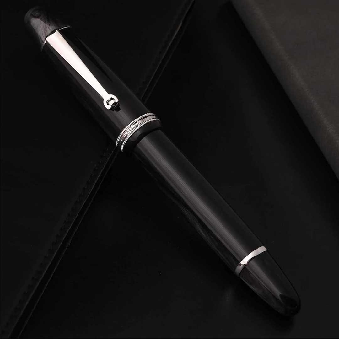 Penlux | Masterpiece Grande | Fountain Ink Pen | Black Wave Body | Piston Filling