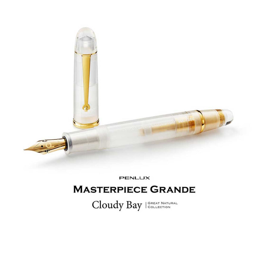 Penlux | Masterpiece Grande | Fountain Pen | Cloudy Bay | Clear Gold Trims | Piston Filling