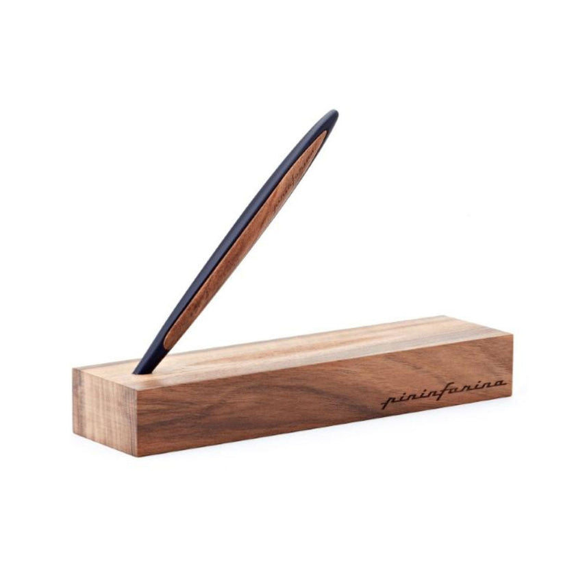 Pininfarina Cambiano Classic Ballpoint Pen with Solid Wood Desk Stand – Blue
