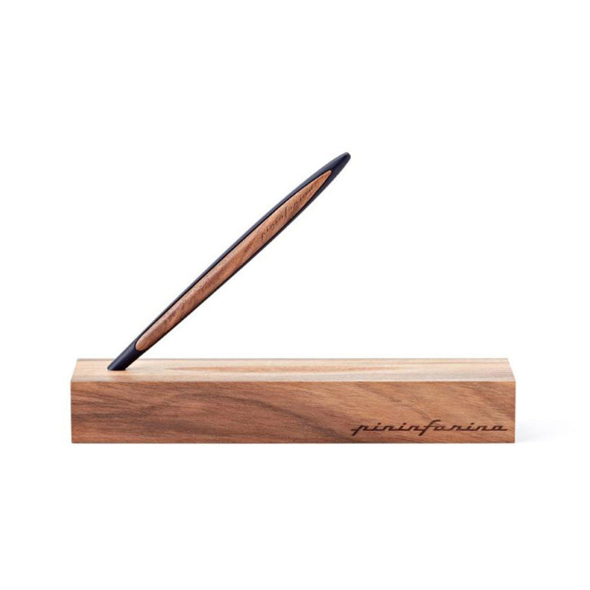 Pininfarina Cambiano Classic Ballpoint Pen with Solid Wood Desk Stand – Blue