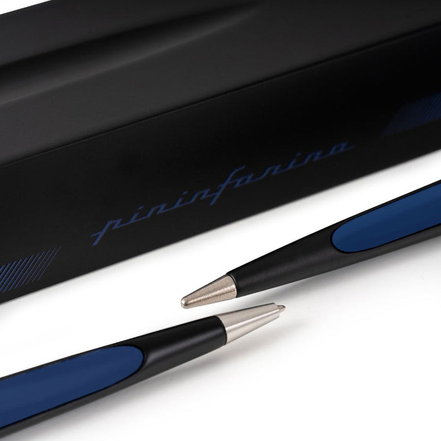 Pininfarina Cambiano Race Ballpoint Pen with Racing Desk Stand – Blue