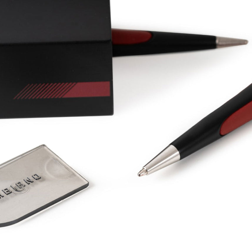 Pininfarina Cambiano Race Ballpoint Pen with Racing Desk Stand – Blue