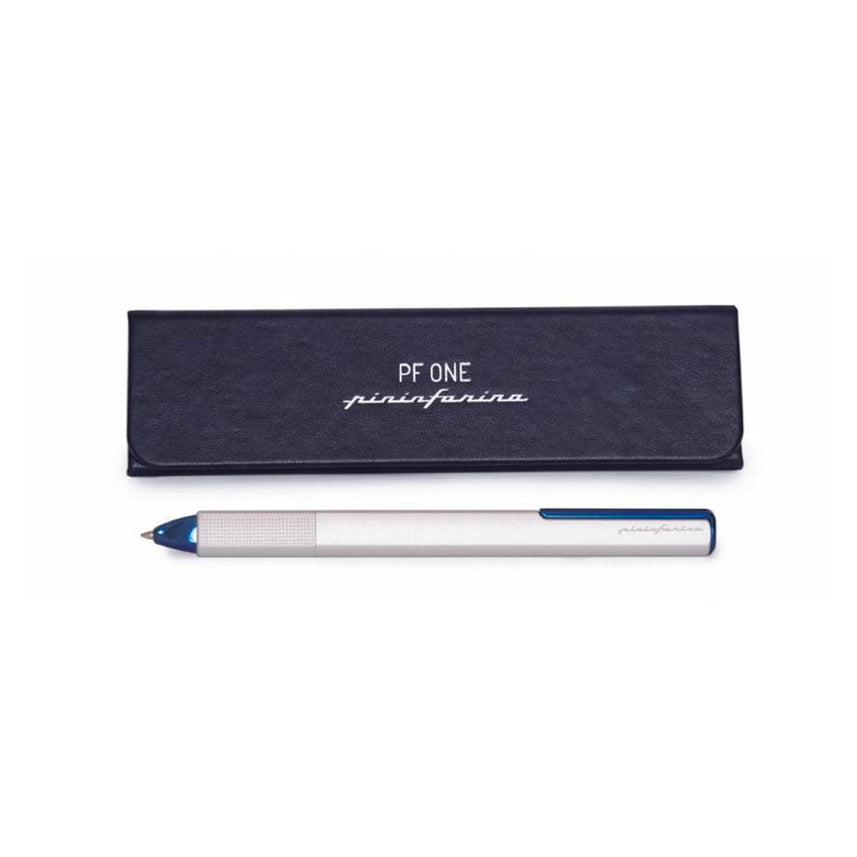 Pininfarina PF One Blue Silver Retractable Ballpoint Pen with Twist Mechanism