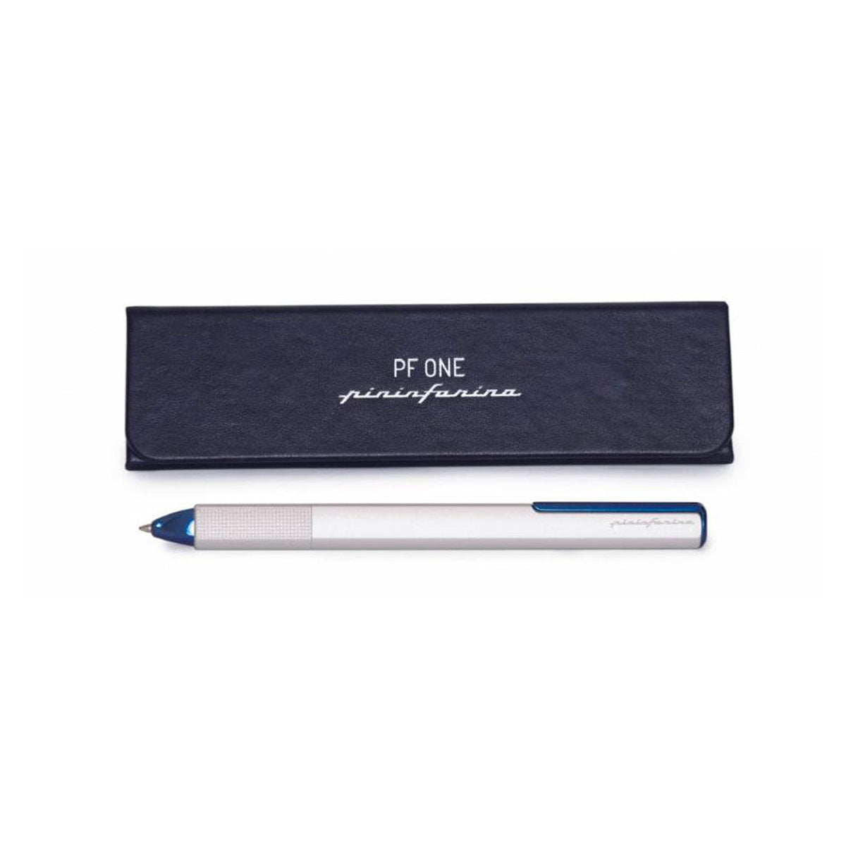 Pininfarina PF One Blue Silver Retractable Ballpoint Pen with Twist Mechanism