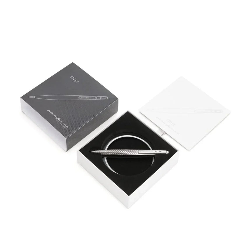 Pininfarina Space Transition Ballpoint Pen with Aluminium Desk Stand – Grey