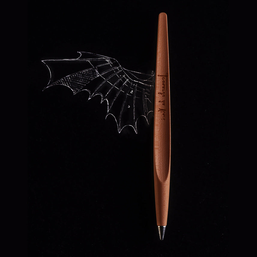 Pininfarina Forever Piuma Ballpoint Pen – Pear Wood with Stainless Steel Desk Stand