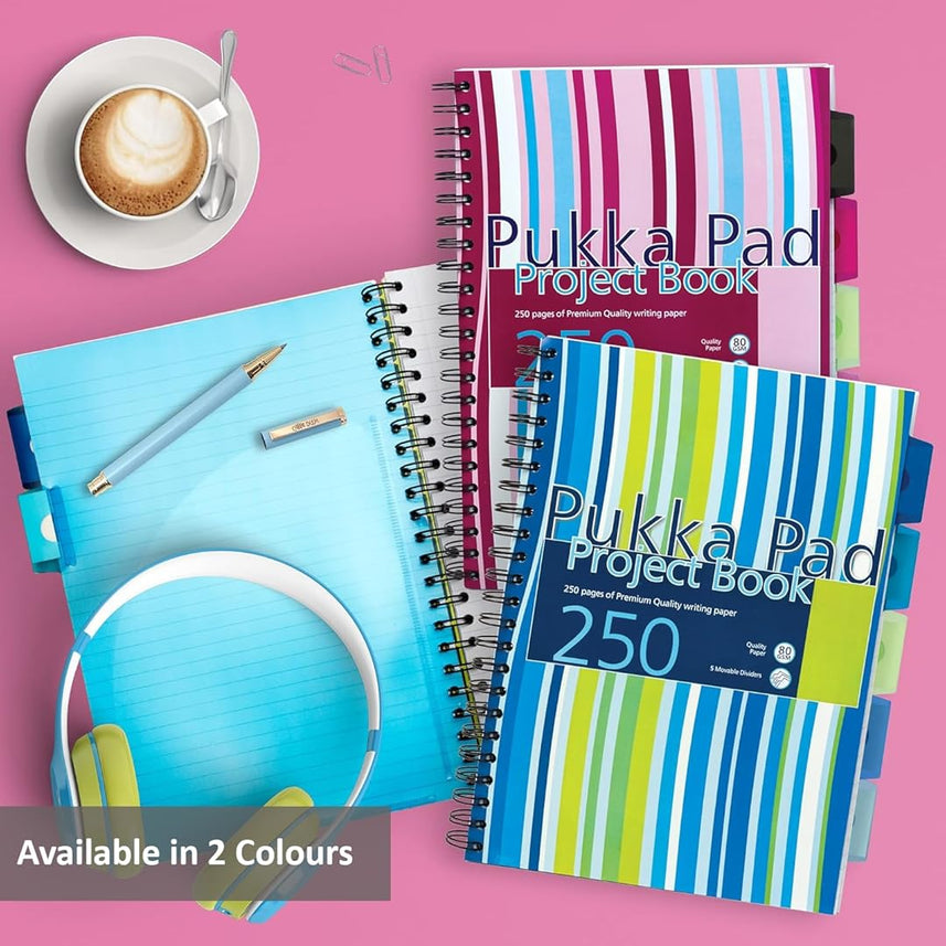 Pukka Pad | A5 | Project Book | Ruled | Pink