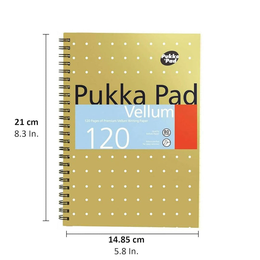 Pukka Pad | A5 | Vellum Notebook | Ruled | Yellow Metallic | Pack of 3