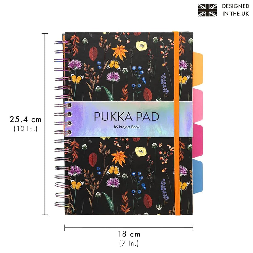Pukka Pad | B5 | Subject book | Ruled | Black Floral
