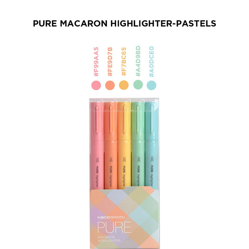 Pure Macaron Highlighter - Five color Pack - INDOFUTURE - k1045 - Highlighter
