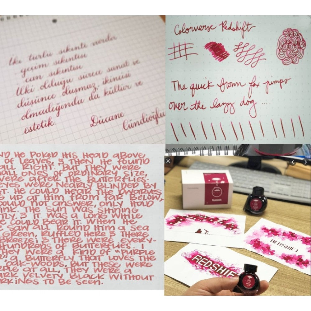 Colorverse | Astrophysics Series | Season 2 | Fountain Pen Ink | Redshift | Red | 65ml and 15ml | 2 Bottle Set - penpencilink