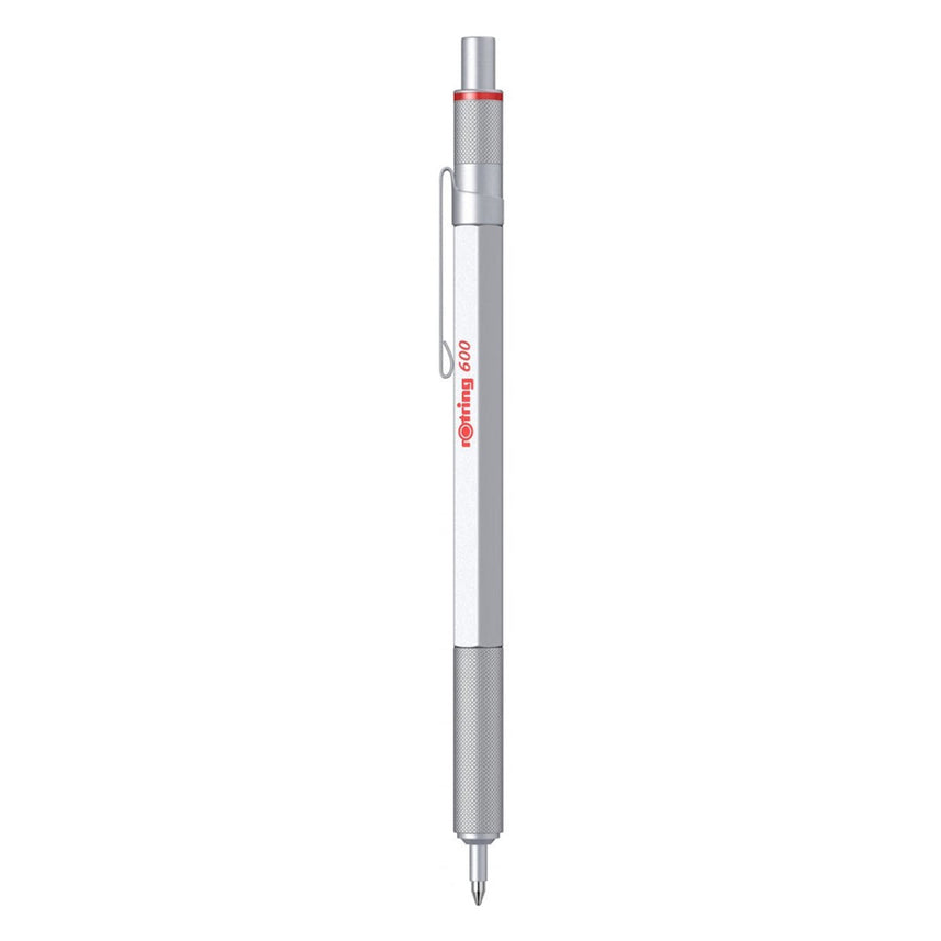 Rotring | 600 Series | Silver 1.0mm Ball Pen | Metal Body | Non-Slip | Metal Knurled Grip