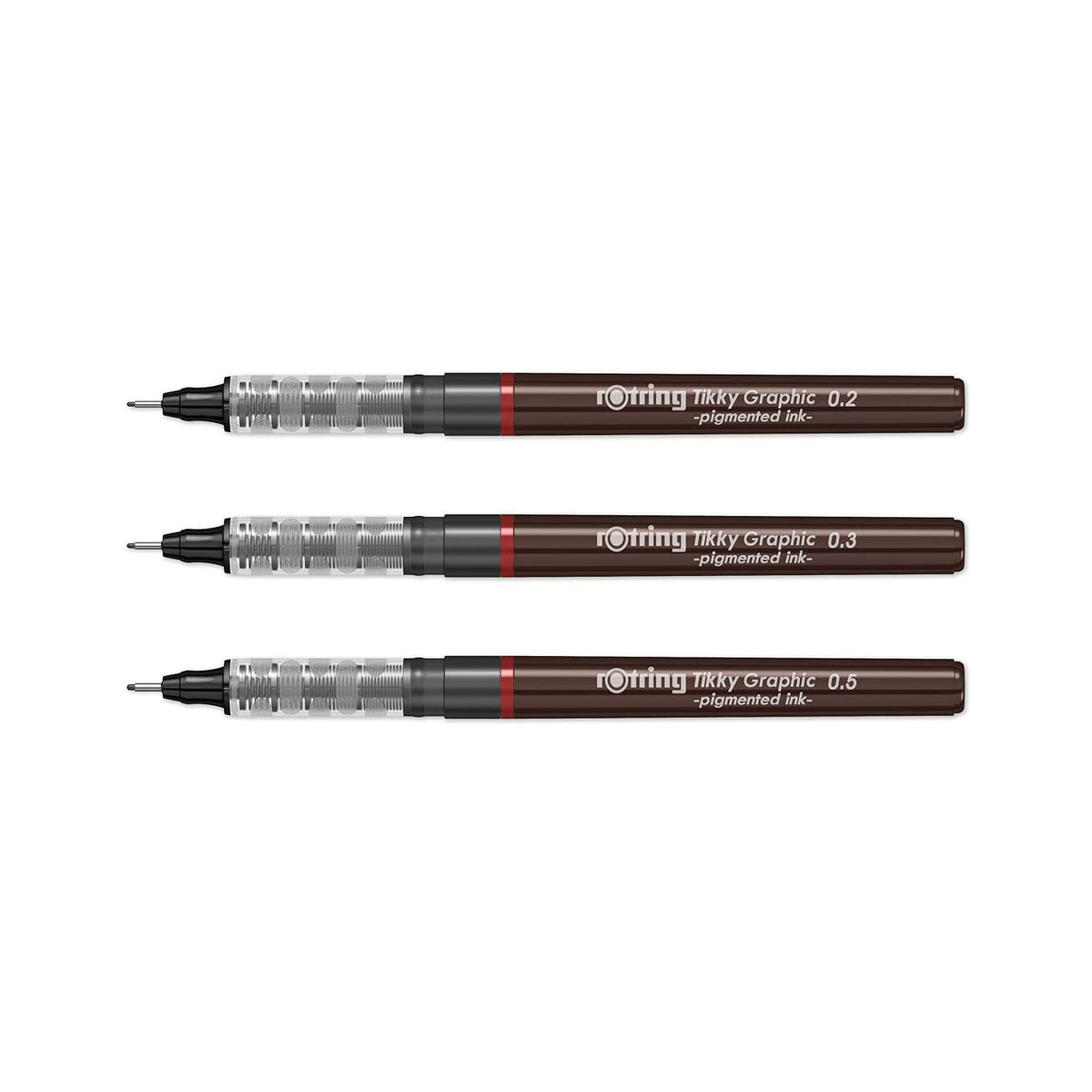 Rotring Tikky Graphic Fineliner - 0.2, 0.3 & 0.5mm (Set of 3) on a white background